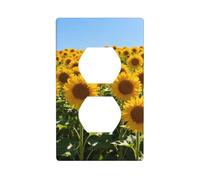 Plaque d'interrupteur en polycarbonate incassable avec champ de tournesol - Plaque murale sans vis pour la maison et le bureau