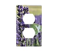 Plaque d'interrupteur en polycarbonate incassable avec motif champ de papillons lavande - Plaque murale sans vis pour la maison et le bureau