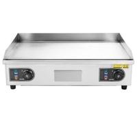 Plaque électrique 4000 W - Grande surface de grill 655 x 400 mm - Boîtier en acier inoxydable - Plaque plate - Plaque professionnelle