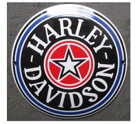 Plaque émaillée - Harley Davidson - Mini étoile - Noir - Vintage - 12 cm