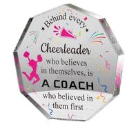 Plaque en acrylique - Cadeau de coach de pom-pom girl - Cadeau essentiel - Décoration de table de bureau - Idée de Noël - Rose - 10 x 10 cm
