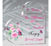 Plaque en acrylique - Cadeau pour femme - Enfin la retraite - En acrylique en forme de cœur - Décoration de maison - Cadeau d'adieu - Cadeau inspirant pour collègue, chef, enseignant à la retraite