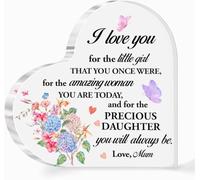 Plaque en acrylique en forme de cœur avec citation « I Love You » et « I Love You for The Little Girl » pour fille