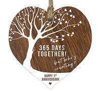 Plaque en bois en forme de cœur pour 1er anniversaire de mariage, souvenir en bois foncé, anniversaire de mariage, épouse, mari, petit ami, petite amie, maman ou papa, plaque avec citations cadeaux