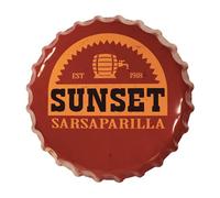Plaque en étain Fallout Sunset Sarsaparilla Bottle Cap | Décoration murale de 370 mm | Collection de jeu post-apocalyptique sous licence officielle
