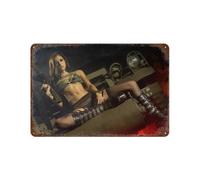 Plaque en métal 20,3 x 30,5 cm - Fille militaire Pin Up - Plaque en étain décoration murale (9)