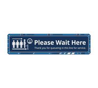 Plaque en métal avec inscription « Queue Line Wait Service » | Plaque ronde de style vintage de 10,2 x 40,6 cm pour décoration murale pour café, club, bar, bureau, jardin, porte d'entrée