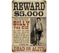 Plaque en métal Billy The Kid - Décoration murale pour salon - Art vintage - 20,3 x 30,5 cm