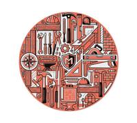 Plaque en métal Build Tool Hammer | Décoration murale ronde vintage en métal pour café, club, jardin, 20,3 x 20,3 cm