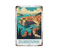 Plaque en métal de Dubrovnik, affiche de voyage, art imprimé, décoration, peinture rétro en métal, style garage, 20 x 30 cm