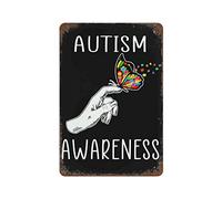 Plaque en métal de sensibilisation à l'autisme, pièce de puzzle, plaque en étain vintage pour la sensibilisation à l'autisme, plaques en métal d'extérieur pour la décoration murale de la maison, du