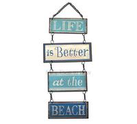 Plaque en métal design vintage à suspendre avec inscription Life Is Better At The Beach