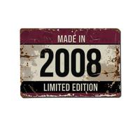 Plaque en métal fabriquée en 2008 édition limitée signalétique vintage | Plaque murale ronde de style vintage pour café, bar, bureau, maison, jardin, porte d'entrée, chambre à coucher