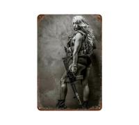 Plaque en métal - Fille de l'armée avec pistolet - Peinture murale en fer blanc 30,5 x 20,3 cm (6)