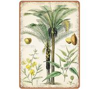 Plaque en métal - Impression de palmier tropical - Décoration murale en forme de palmier - Feuilles - Impression végétale - Art vintage - Vert jaune - Décoration murale vintage - 15,2 x 20,3 cm