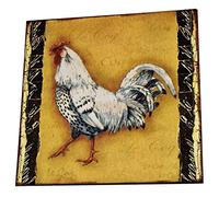 Plaque en Métal Motif Coq/poule. Décoration métallique murale retro style animaux de la ferme. Panneau idéal pour la maison, restaurant, café, Dimension : 20x20cm. Déco pour intérieur vintage