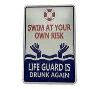 Plaque en métal Pool Rules Swim - Pool Knowledge - Éducation aux règles de la piscine - Panneau de règles de piscine pour sécurité extérieure - Décoration d'avertissement de ferme et de cour (08