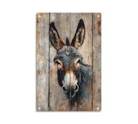 Plaque en Métal Portrait Rustique d'une Tête D'Âne en Bois, Animal De Ferme Plaque Murales Vintage Pancarte pour Café Toilettes Pub 20X30Cm