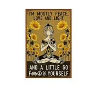 Plaque en métal rétro - Décoration murale bohème - Inscription « I'm Mostly Peace Love and Light » - Cadeau de motivation pour femme - Pour maison, bureau, chambre à coucher, salon, café - 20,3 x 30,5