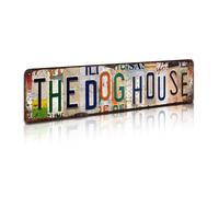 Plaque en métal rétro The Dog House - 10,2 x 40,6 cm - Décoration murale rustique pour garage, cave, ferme et bar, style industriel vintage