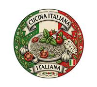 Plaque en métal ronde rétro italienne pour pâtes, tomates, basilic, ail, fromage, décoration murale pour maison, bar, café, affiche en métal 20,3 x 20,3 cm