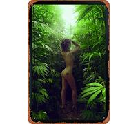 Plaque en métal vintage amusante avec inscription « All Natural Hot Girl » - Marijuana Weed Canna coration murale rétro - Pour jardin, café, bureau, magasin, pubs, club - 30,5 x 40,6 cm