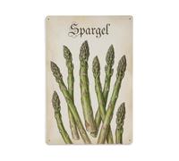 Plaque en métal vintage avec asperges vertes pour cuisine | Décoration murale vintage en métal pour café, club, jardin - 20,3 x 30,5 cm