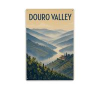 Plaque en métal vintage avec couche de brume de la vallée du Douro