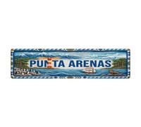 Plaque en métal vintage avec motif drapeau du Chili Punta Arenas - Décoration murale pour café, club, bar, bureau, jardin - 10,2 x 40,6 cm