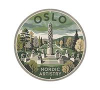 Plaque en métal vintage avec sculpture Oslo Norvège - Décoration murale pour café, club, jardin - 20,3 x 20,3 cm