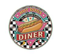 Plaque en métal vintage classique à carreaux Hot Dog