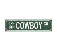 Plaque en métal vintage Cowboy CR - Plaque de rue - Décoration d'intérieur, décoration de chambre, décoration murale, salle de bain, bar, café, garage, 40,6 x 10,2 cm