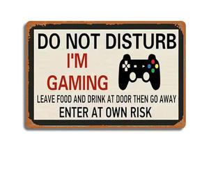 Plaque en métal vintage Gaming Do Not Disturb, décoration murale de salle de jeu, plaque de manette de jeu fantaisie rustique, panneau de décoration de jeu pour porte de chambre à coucher, essentiel