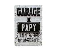Plaque en métal vintage « Grandpa's Garage If He Can't Fix It We Are All Doomed » - Décoration murale d'intérieur et d'extérieur - 20,3 x 30,5 cm