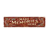 Plaque en métal vintage Make Memories Here Camera pour chambre familiale | Décoration murale ronde en métal pour café, club, jardin, 10,2 x 40,6 cm