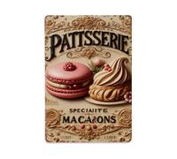 Plaque en métal vintage pour décoration de gâteau de pâtisserie macarons pour maison, bar, jardin, intérieur et extérieur, affiche en métal rétro, 20,3 x 30,5 cm