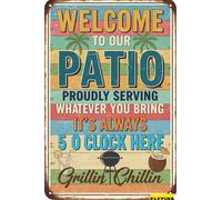 Plaque en métal vintage pour Man Cave Welcome Patio Bar S Home Porche Bar Décoration murale Beach Bar Backyard Tiki Bar Hot Tub 20,3 x 30,5 cm Décoration privée Propriété privée