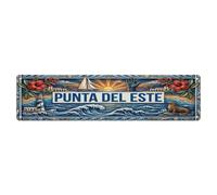 Plaque en métal vintage Punta Del Este avec drapeau de l'Uruguay - Décoration murale pour café, club, bar, bureau, jardin - 10,2 x 40,6 cm