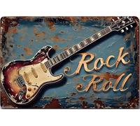 Plaque en métal vintage rock and roll guitare électrique, décoration murale de musique rétro, 30,5 x 40,6 cm