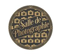 Plaque en métal vintage Salle de Photographie Text Camera | Décoration murale vintage pour café, club, jardin, affiche ronde en métal, 20,3 x 20,3 cm