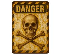 Plaque en tôle « Danger » - Tête de mort avec os croisés - Panneau d'avertissement de danger de style industriel vintage - Plaque métallique rétro comme motif d'avertissement distinctif Danger