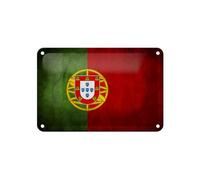 Plaque en tôle - Drapeau du Portugal - 18 x 12 cm - Décoration en métal