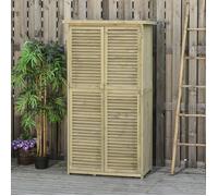 Plaque épaissie Tool shed armoire de jardin bois asphalte toit latte porte 4 compartiments gris 87 x 46,5 x 160 cm