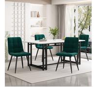 Plaque épaissie140x80cm Table de salle à manger noire avec 4 chaises Set,Set de table de cuisine moderne, chaises de salle à mange