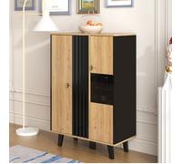 Plaque épaissieArmoires d'appoint, sideboard, vitrines avec verre et éclairage LED. Contient des stratifiés, une combinaison de no