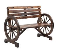 Plaque épaissieBanc de jardin Banc en bois 2 places avec accoudoirs en forme de roue de chariot, style campagnard, en bois de sapi
