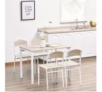 Plaque épaissieCatering Group Set de 5 tables de salle à manger en MDF grainé bois et métal blanc cassé, 1 table et 4 chaises pour