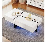 Plaque épaissieEco - friendly Material table basse durable à haute brillance, structure en marbre imitation blanche, table assorti
