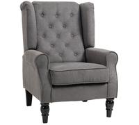 Plaque épaissieFauteuil individuel Fauteuil relax à oreilles avec tufting, pieds en bois, polyester, gris foncé, 74x86x102cm pour