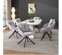 Plaque épaissieFauteuil Nouveau Premium sense chaise en velours gris moderne, chaise de salle à manger pivotante élégante et confo